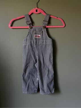 Vintage Stone Striped Navy Overalls - Size 12m